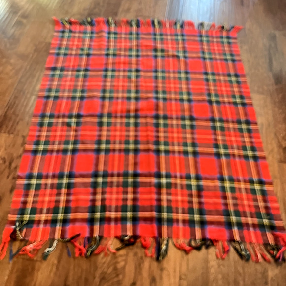VTG Rally Klad Scotland Wool Travel Rug Tartan Stuart Plaid Blanket Red Blue - Picture 1 of 6